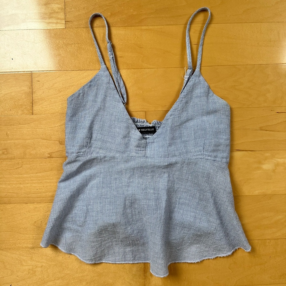 Blue and White Brandy Melville striped tank